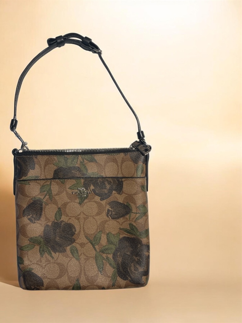 Coach Brown Signature Bag with Black Trim